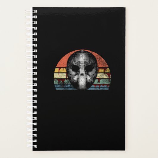 Scary Horror Movie Hockey Mask Retro Sunset Planner (Voorkant)