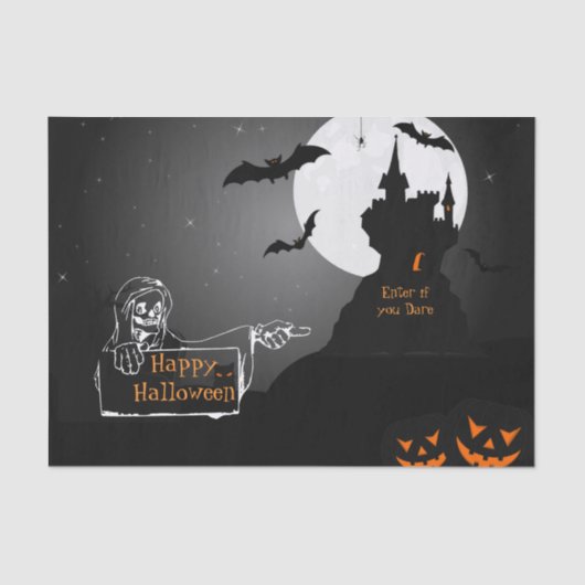 Scary Hunted House Halloween Tissue Paper Tissuepapier (Voorkant)