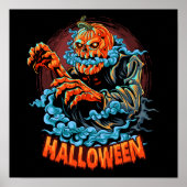 Scary Jack-o-lantern Bubbling Head Poster (Voorkant)