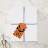 Scary Jack O Lantern Custom Sinaasappel Halloween Cadeaulabel (Met Touw)