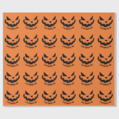 Scary Jack O Lantern Custom Sinaasappel Halloween  Cadeaupapier (Vlak)