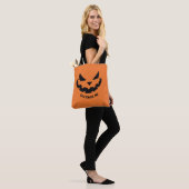 Scary Jack O Lantern Custom Sinaasappel Halloween  Draagtas (Op model)