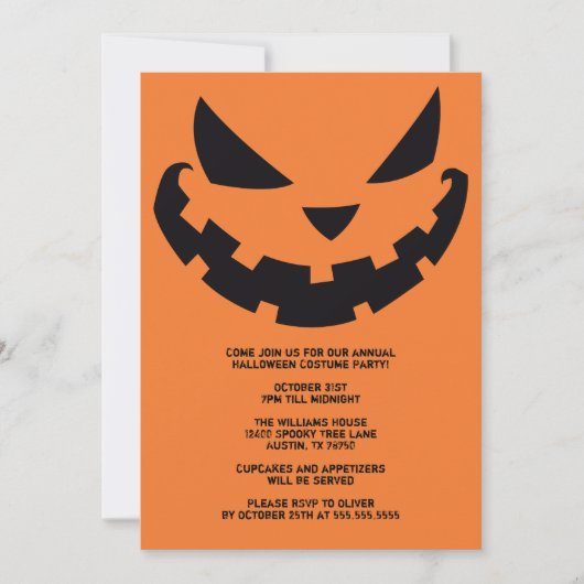 Scary Jack O Lantern Custom Sinaasappel Halloween  Kaart (Voorkant)