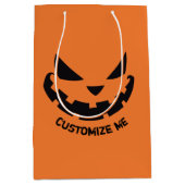 Scary Jack O Lantern Custom Sinaasappel Halloween  Medium Cadeauzakje (Voorkant)