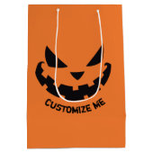 Scary Jack O Lantern Custom Sinaasappel Halloween  Medium Cadeauzakje (Achterkant)