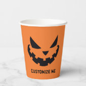 Scary Jack O Lantern Custom Sinaasappel Halloween  Papieren Bekers (Achterkant)