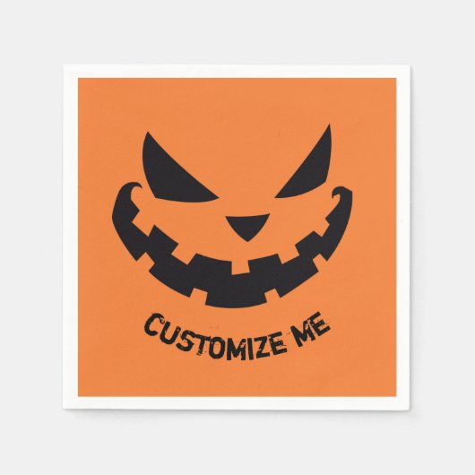 Scary Jack O Lantern Custom Sinaasappel Halloween  Servet (Voorkant)