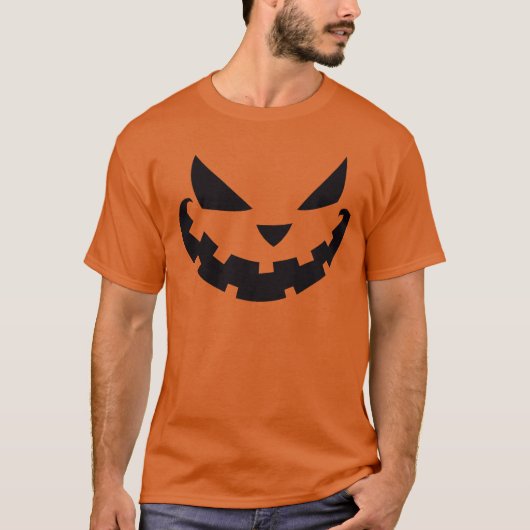 Scary Jack O Lantern Custom Sinaasappel Halloween T-shirt (Voorkant)
