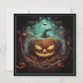 Scary Jack-o'-lantern Halloween Party Invitation (Dos)