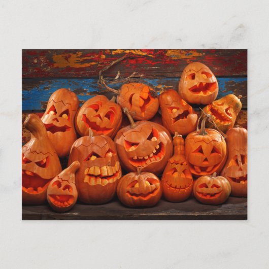 Scary Jack O Lantern Halloween Pumpkins 2 Briefkaart (Voorkant)