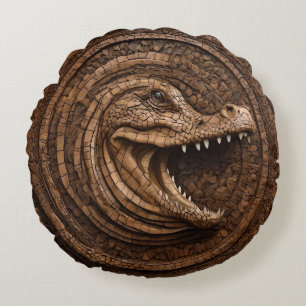Scary Jaws: Australische krokodillenhouten print Rond Kussen