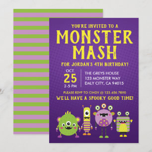 Scary Little Monster Birthday Party Invitation Kaart
