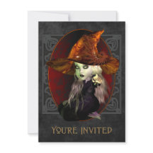 Scary Little Witch Halloween Party Invitation