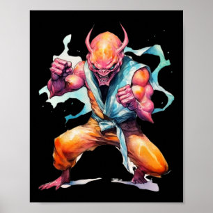 Scary Martial Arts Fighter Karate Boxer Comt Kung Poster