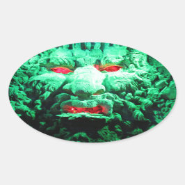 Scary Mask Face in Rock Face Ovale Sticker