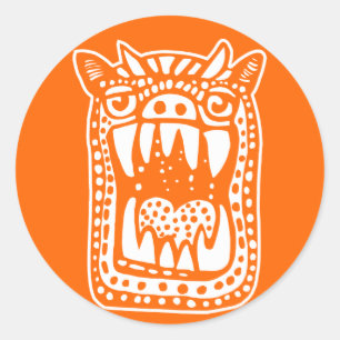 Scary Monster - Oranje Ronde Sticker