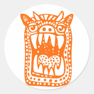 Scary Monster - Oranje Ronde Sticker