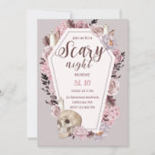 Scary Night Floral Skull Halloween Party Kaart (Voorkant)