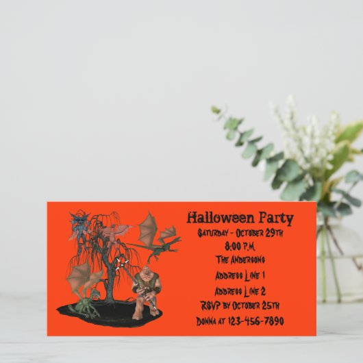Scary Ogre Demon Dragons Halloween Party nodigt ui (Staand voorkant)