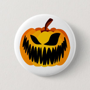 Scary Oranje Halloween Pumpkin Ronde Button 5,7 Cm