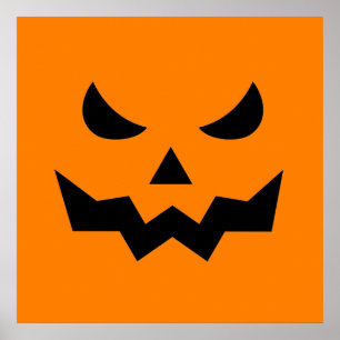 Scary Pumpkin Face Square Poster (24x24)