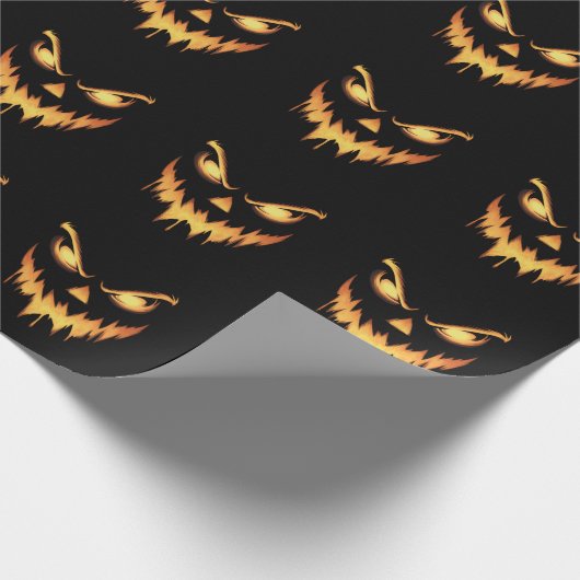 Scary Pumpkin Jack O Lantern Face Halloween Cadeaupapier (Hoek)