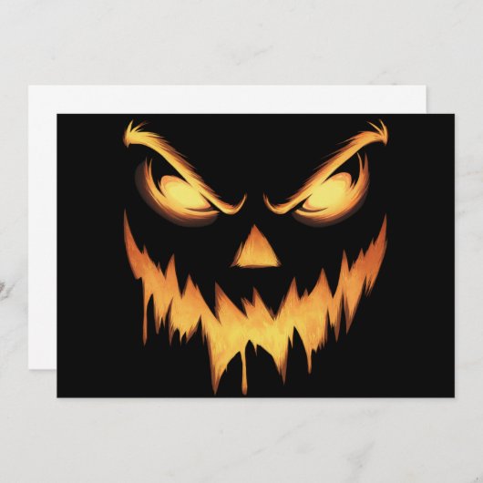 Scary Pumpkin Jack O Lantern Face Halloween Kaart (Voorkant / Achterkant)