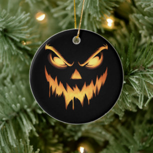 Scary Pumpkin Jack O Lantern Face Halloween Keramisch Ornament