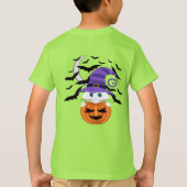 Scary Pumpkin met een wit Kat en heks Pet T-shirt (Achterkant)