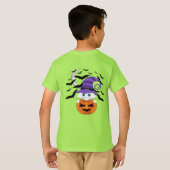Scary Pumpkin met een wit Kat en heks Pet T-shirt (Achterkant volledig)