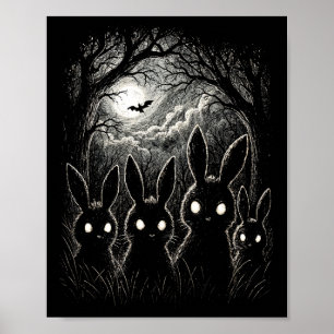 Scary Rabbit Eyes Forest Creepy Halloween kostuum Poster