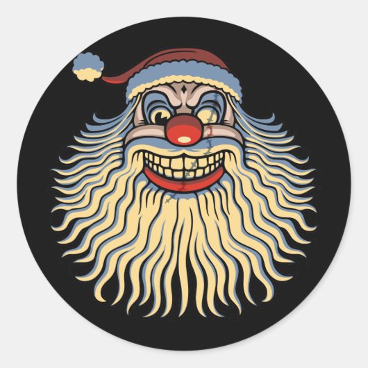 Scary Santa Clown Ronde Sticker (Voorkant)