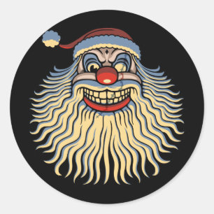 Scary Santa Clown Ronde Sticker