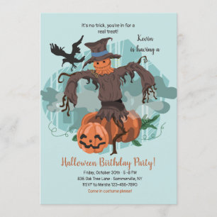 Scary Scarecrow Halloween Party Invitation Kaart