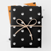 Scary schattig zwart sinaasappel witte schedels Ha Inpakpapier Vel (In situ)