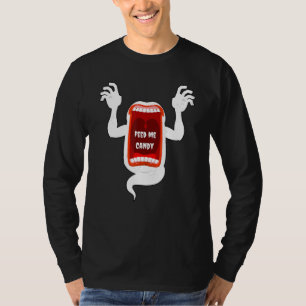 Scary Screaming Ghost Shouting Feed Me Snoep for H T-shirt