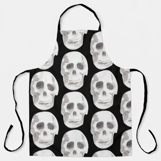 Scary Scull Black & White Pattern|Happy Halloween Schort (Voorkant)