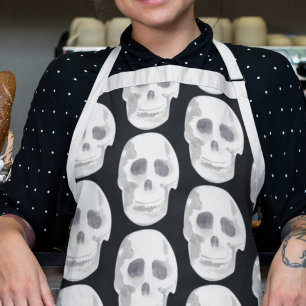 Scary Scull Black & White Pattern Happy Halloween Schort