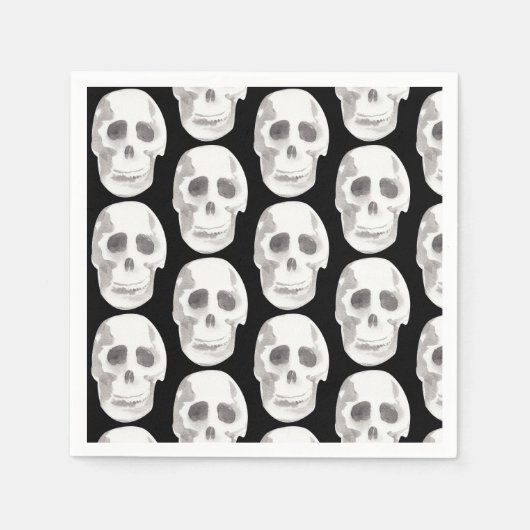 Scary Scull Black & White Pattern|Happy Halloween Servet (Voorkant)