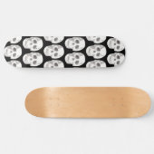 Scary Scull Black & White Pattern|Happy Halloween Skateboard (Horizontaal)