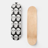 Scary Scull Black & White Pattern|Happy Halloween Skateboard (Voorkant)