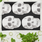 Scary Scull Black & White Pattern|Happy Halloween Theedoek (Gevouwen)