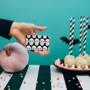 Scary Scull Black & White Pattern Happy Halloween Visitekaartje