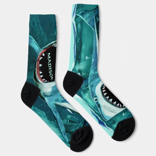 Scary Shark, aangepaste naam Sokken (Rechts)