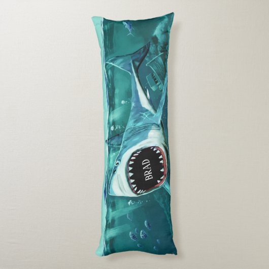 Scary Shark custom name body pillow Lichaamskussen (Achterkant (Verticaal))