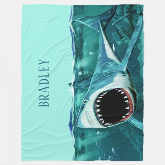 Scary Shark custom name fleece dekens (Voorkant)