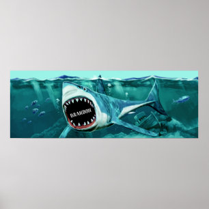 Scary Shark custom name poster