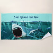 Scary Shark custom text strand dowel Strandlaken (Voorkant)