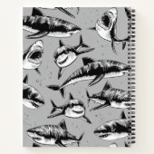 Scary Shark Pattern Name Black Kinder Notitieboek (Achterkant)