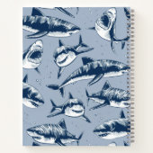 Scary Shark Pattern Name Blue Kinder Notitieboek (Achterkant)